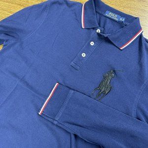 Mens Polo Ralph‎ Lauren Big Pony Long Sleeve Navy  Polo Shirt M